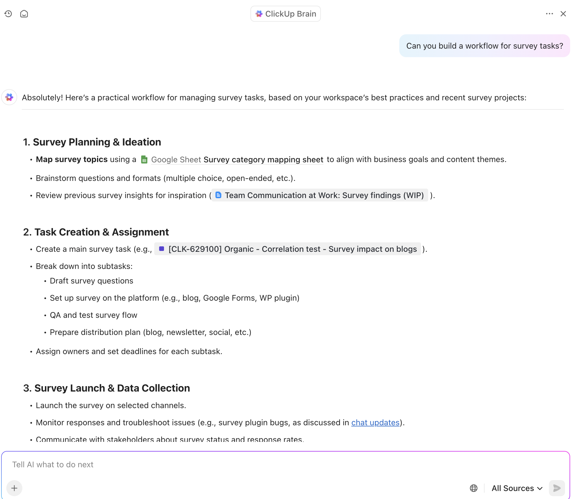 Clickup Brain workflow